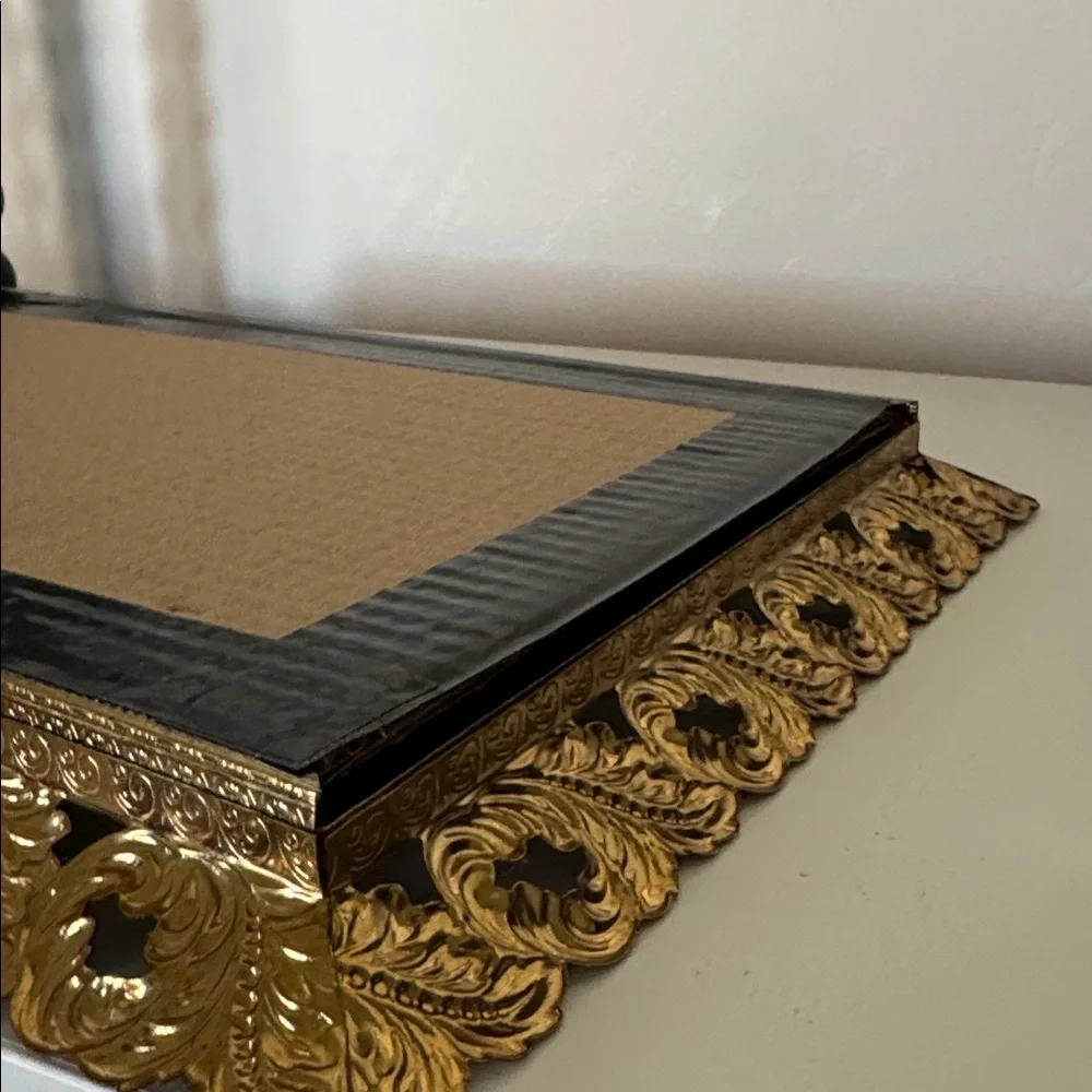Vintage Mirrored Brass Vanity Tray 15 x 10